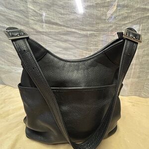 Preston & York Classic Leather Black Shoulder Bag